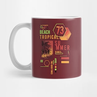 Tropical Summer Vibes palm tree beach Typography Mug